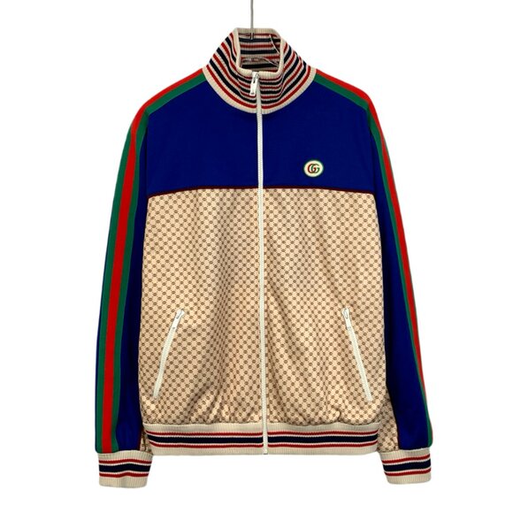 Gucci Colorblock Monogram Print Zip-Up Jacket Jackets & Coats